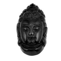 Natural 22.40cts onyx black carving 28x16 mm loose buddha charm gemstone s30045