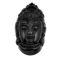 Natural 21.30cts onyx black carving 29x16 mm loose buddha charm gemstone s30041