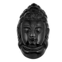 Natural 21.35cts onyx black carving 29x16 mm loose buddha charm gemstone s30042