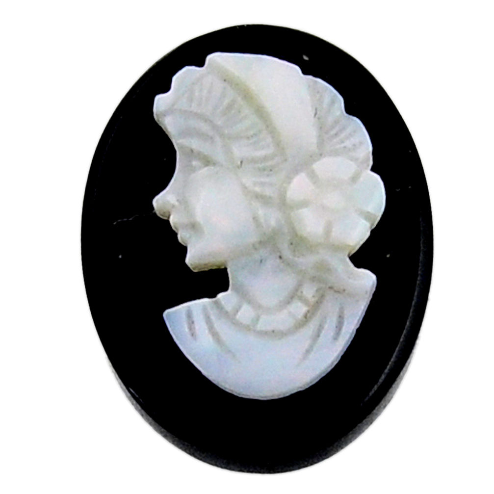 Natural 9.10cts opal cameo on black onyx 20x15mm lady face loose gemstone s18996