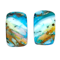 Natural 15.15cts opal in turquoise cabochon 18x11 mm pair loose gemstone s29431
