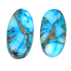 Natural 13.10cts opal in turquoise cabochon 19x9 mm pair loose gemstone s29421