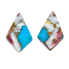 Natural 11.20cts opal in turquoise cabochon 20x11 mm pair loose gemstone s29427