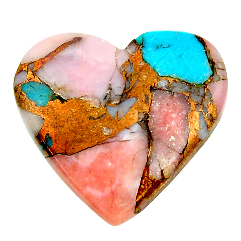 Natural 14.30cts opal in turquoise pink 22x20 mm heart loose gemstone s16124