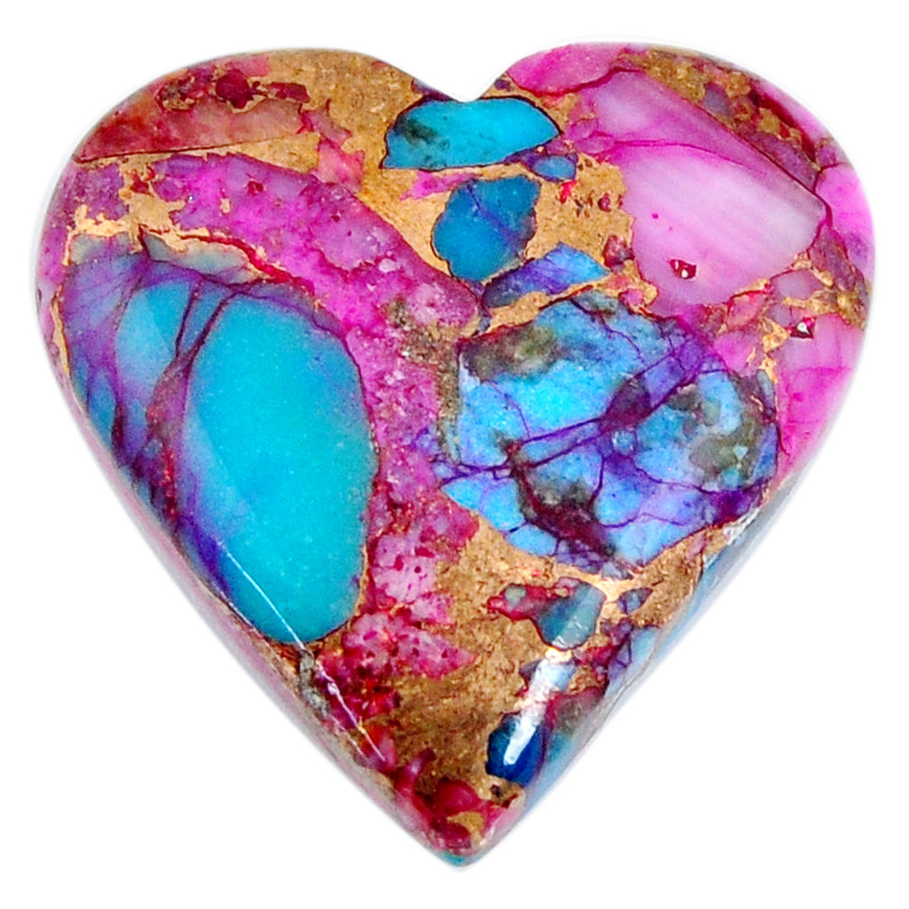 Natural 22.35cts opal in turquoise pink 25x25 mm heart loose gemstone s19677