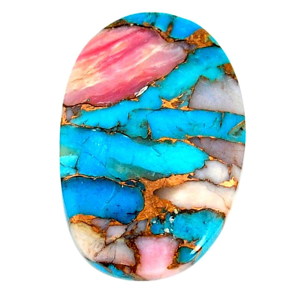 Natural 18.10cts opal in turquoise pink 27.5x18 mm oval loose gemstone s21565