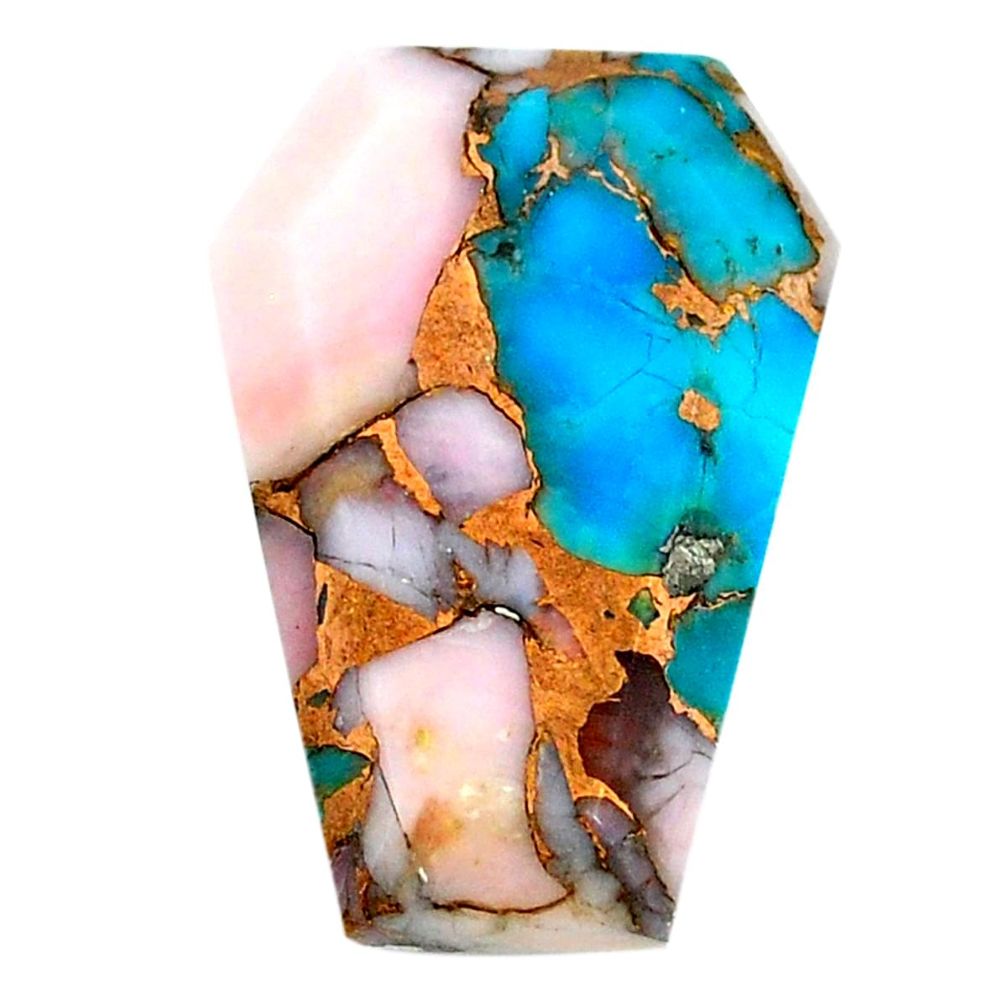Natural 27.30cts opal in turquoise pink 28x19 mm coffin loose gemstone s21542