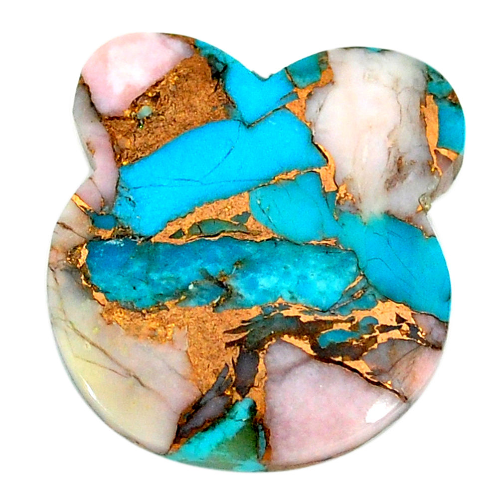 Natural 24.30cts opal in turquoise pink bunny 27x24 mm loose gemstone s21578