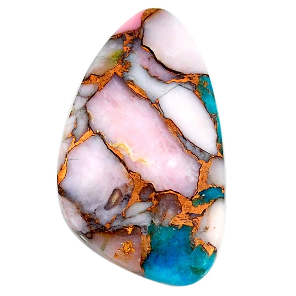 Natural 21.25cts opal in turquoise pink cabochon 32x18 mm loose gemstone s21566