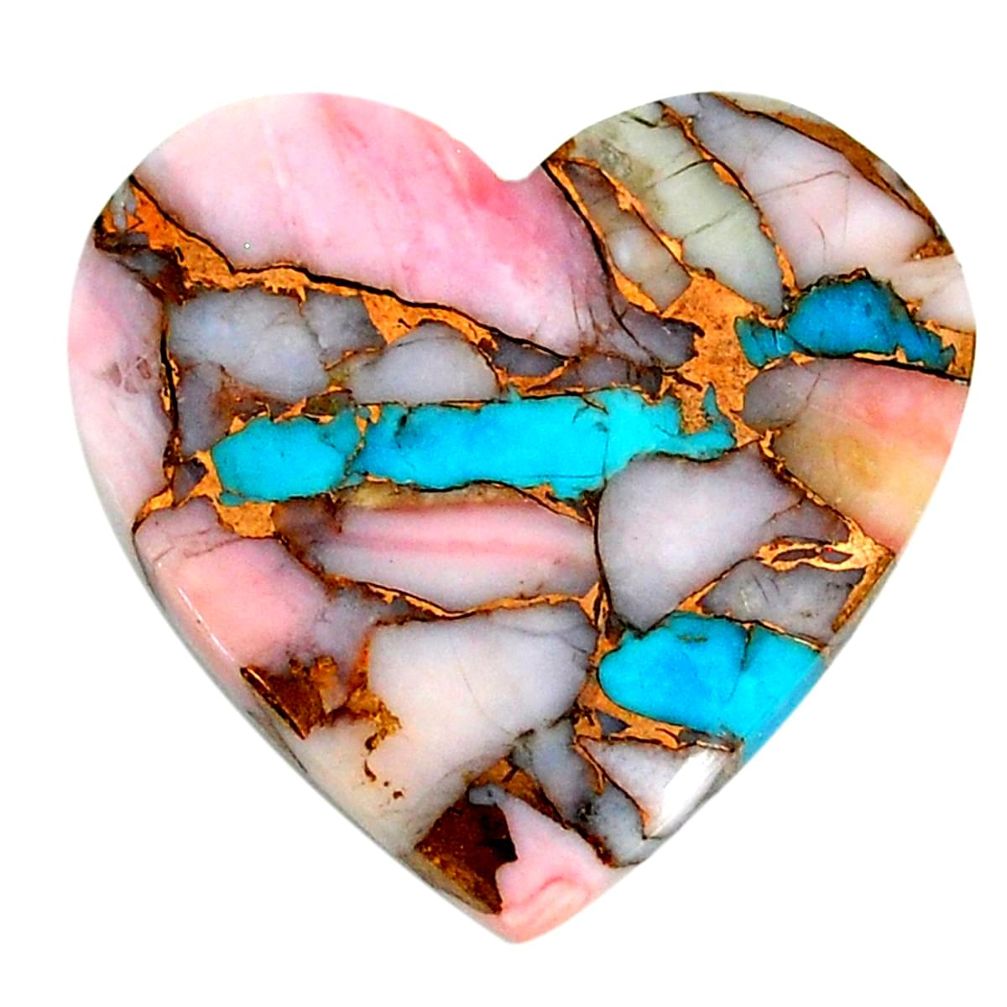 Natural 25.15cts opal in turquoise pink heart 28x27 mm loose gemstone s21580