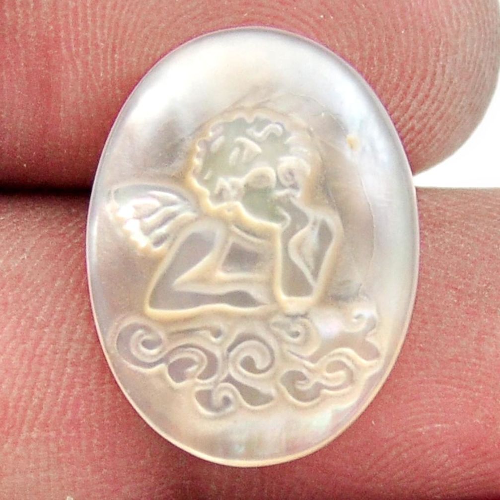 Natural 5.15cts pearl blister carving 20x15 mm oval angel loose gemstone s18301