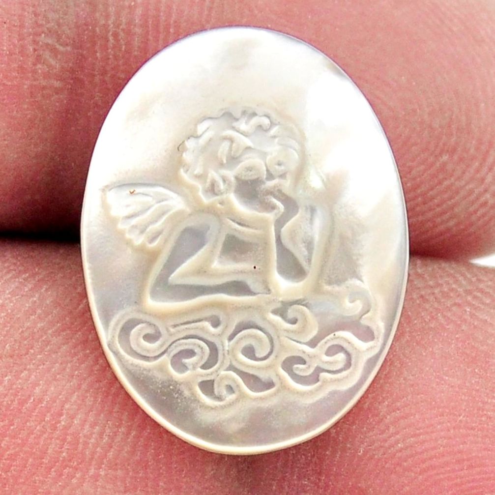 Natural 5.30cts pearl blister carving 20x15 mm oval angel loose gemstone s18302