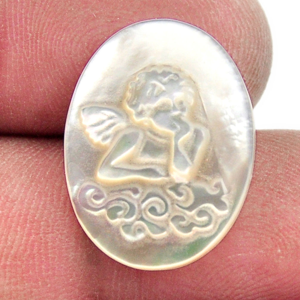 Natural 4.30cts pearl blister carving 20x15 mm oval angel loose gemstone s18303