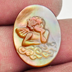 Natural 6.35cts pearl blister carving 20x15 mm oval angel loose gemstone s18306