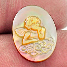 Natural 6.20cts pearl blister carving 20x15 mm oval angel loose gemstone s18309
