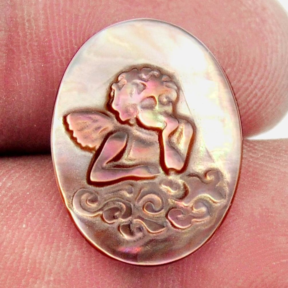 Natural 3.15cts pearl blister carving 20x15 mm oval angel loose gemstone s18311