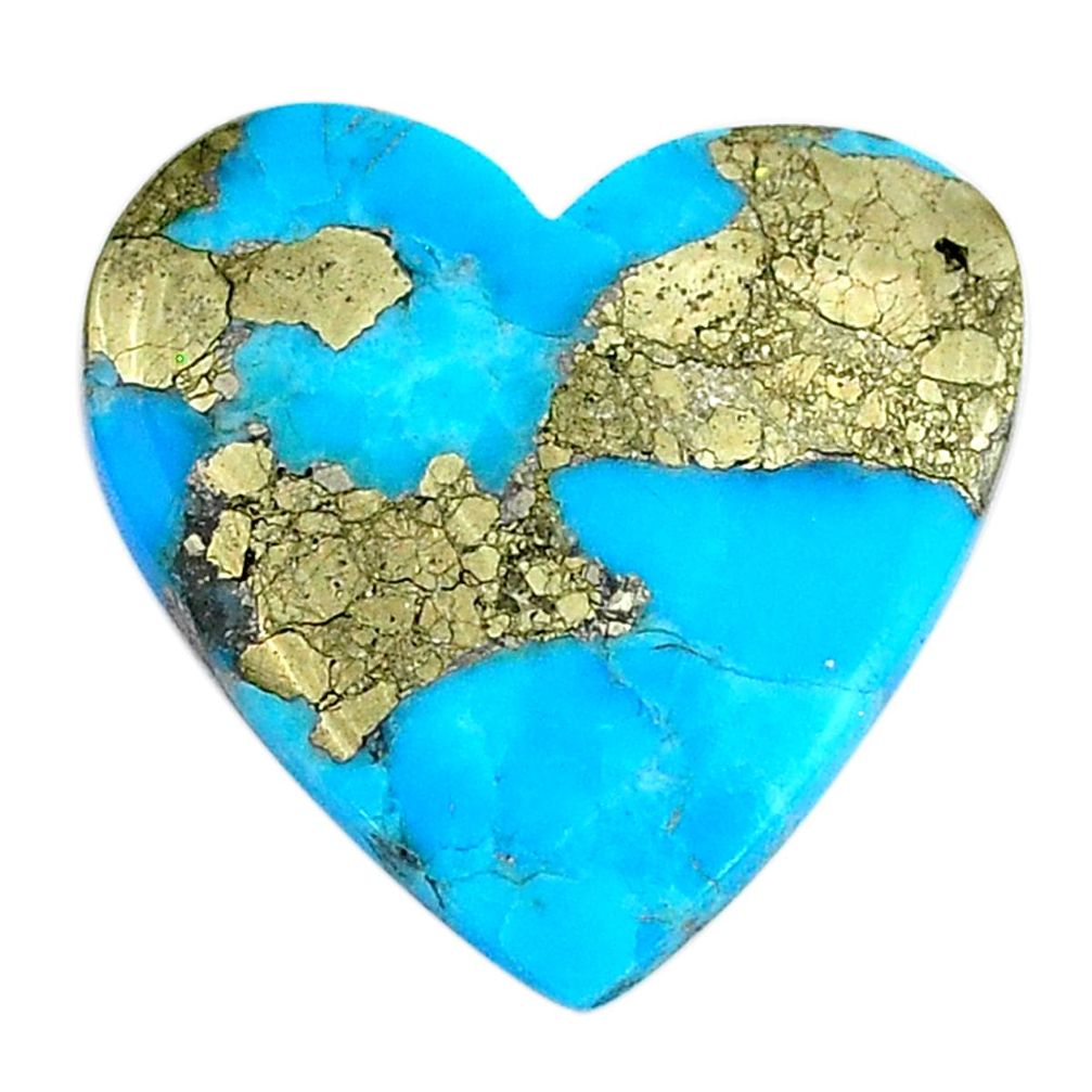 Natural 17.85cts persian turquoise pyrite blue 25x25 mm loose gemstone s26324