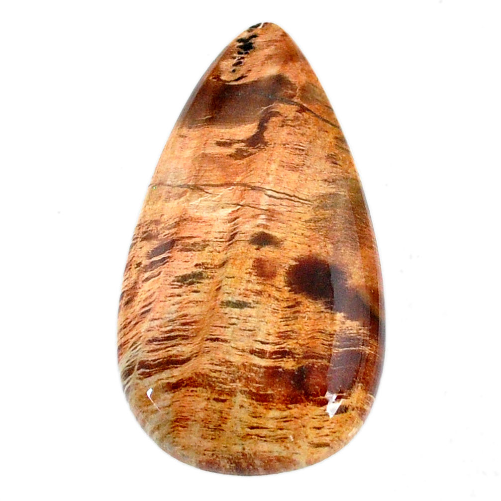 Natural 32.40cts petrified wood fossil brown 35x20 mm pear loose gemstone s20804