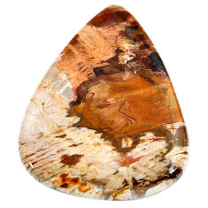 Natural 38.15cts petrified wood fossil brown 35x29 mm pear loose gemstone s20806
