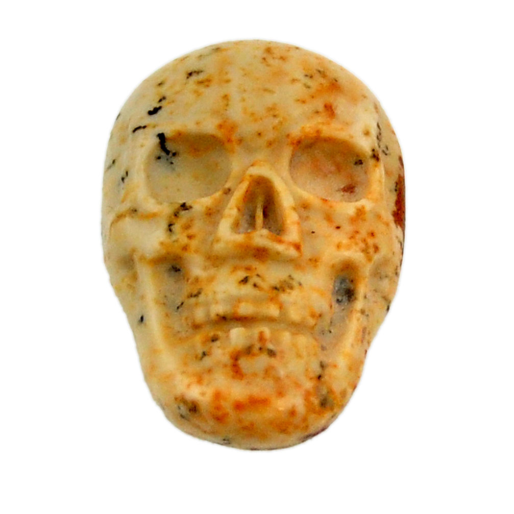 Natural 7.40cts picture jasper brown 17.5x12 mm skull loose gemstone s18219