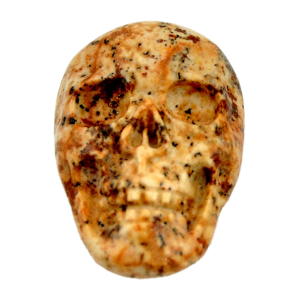 Natural 13.45cts picture jasper brown 22x15 mm fancy skull loose gemstone s18115