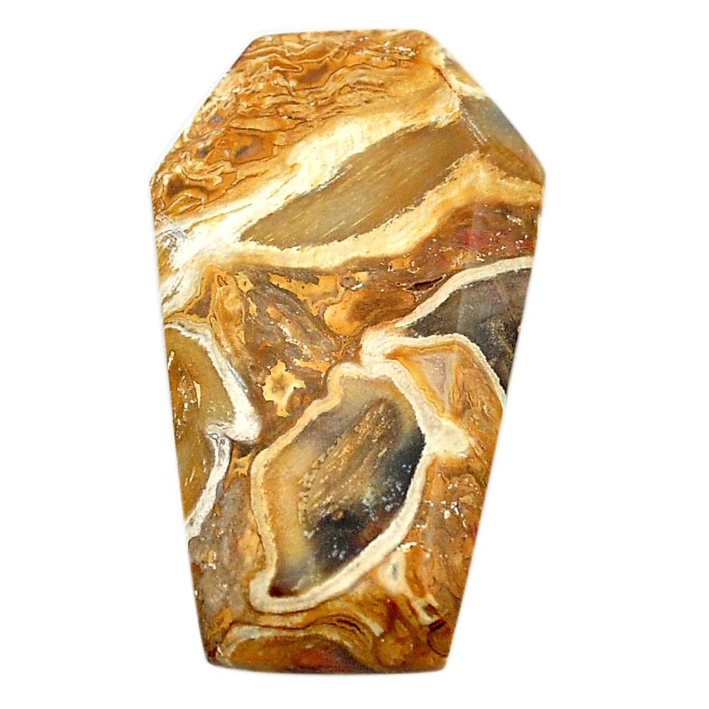 Natural 20.15cts picture jasper brown 32x18 mm coffin loose gemstone s27293