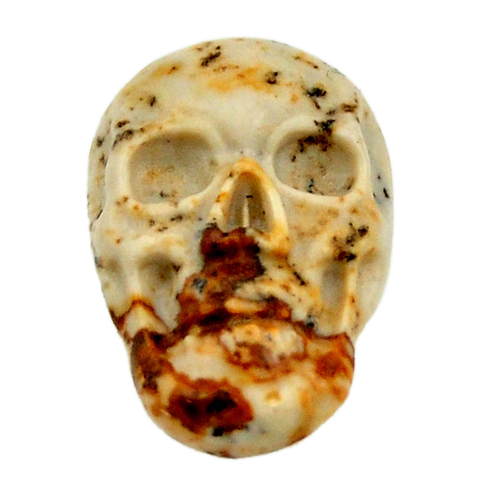 Natural 7.35cts picture jasper brown carving 18x12mm skull loose gemstone s18212