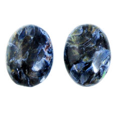 Natural 9.35cts pietersite (african) black 14x10 mm pair loose gemstone s19557