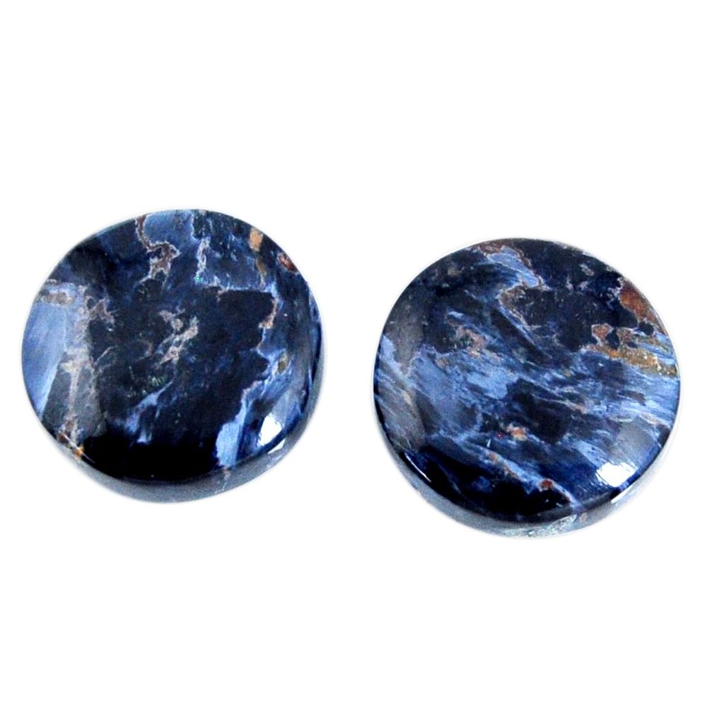 Natural 15.10cts pietersite (african) black 15x15 mm pair loose gemstone s19542