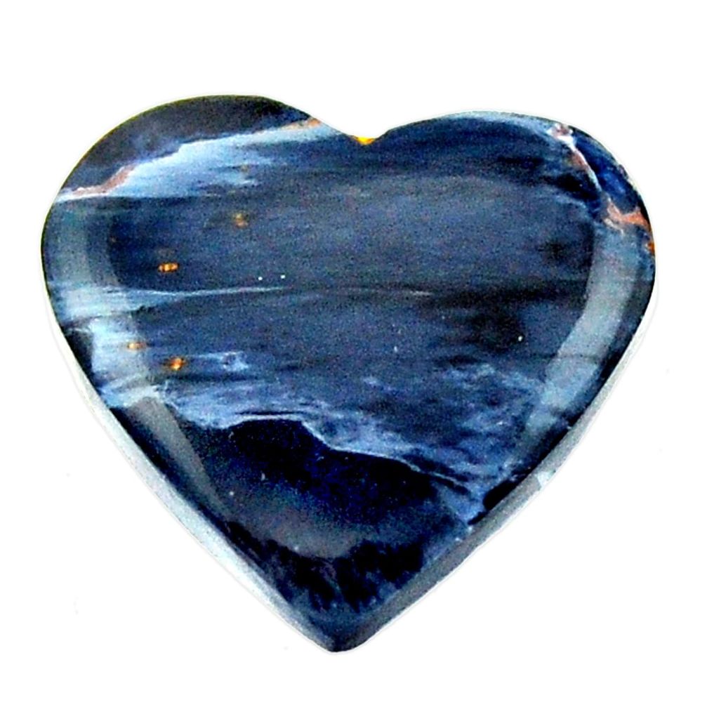 Natural 4.30cts pietersite (african) black 17x15 mm heart loose gemstone s17699