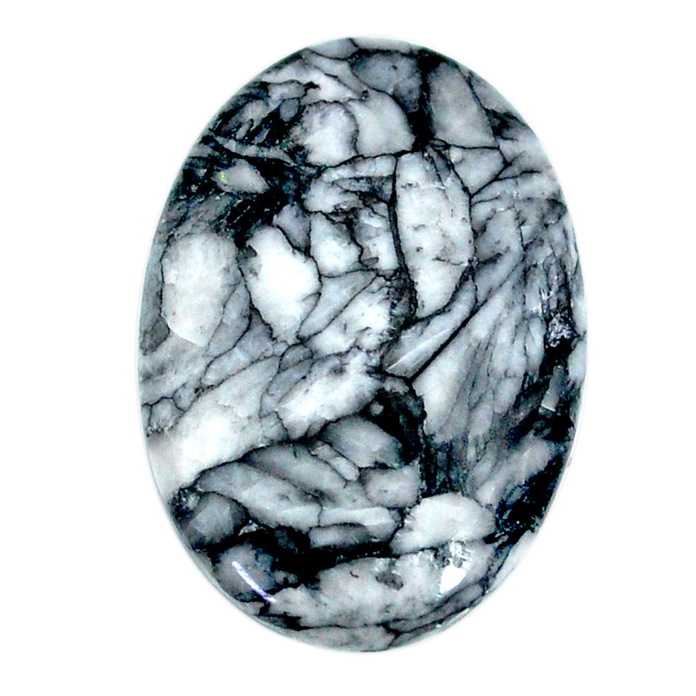 Natural 27.40cts pinolith black cabochon 30x20 mm oval loose gemstone s22315