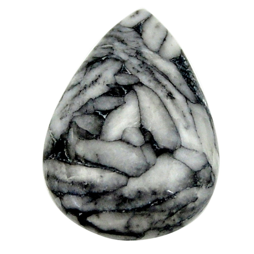 Natural 9.30cts pinolith white cabochon 19x13 mm pear loose gemstone s16943