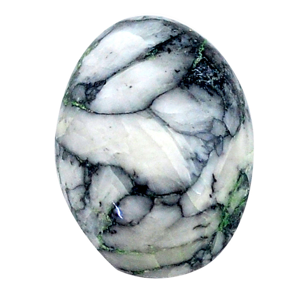 Natural 16.35cts pinolith white cabochon 20x13.5 mm oval loose gemstone s23055