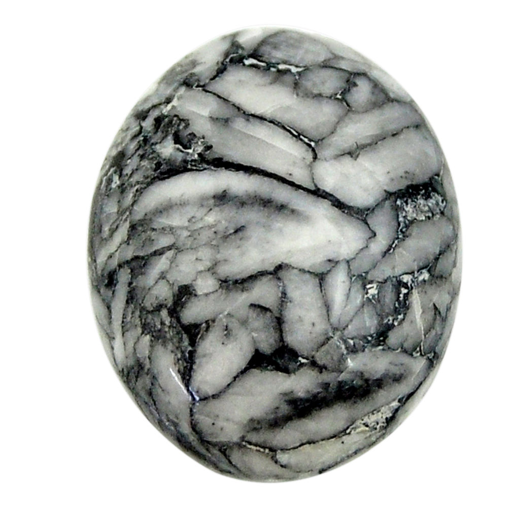 Natural 15.10cts pinolith white cabochon 20x15 mm oval loose gemstone s16945