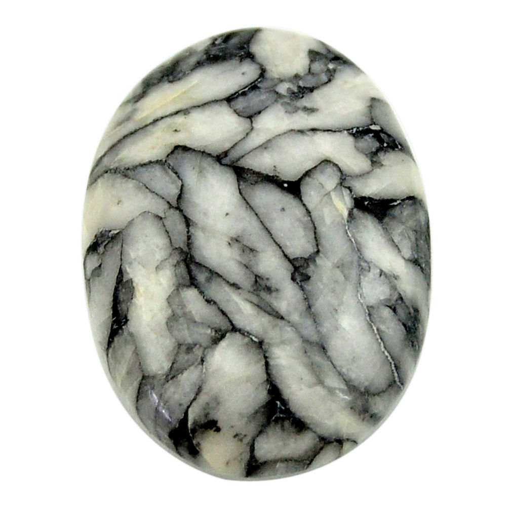 Natural 11.30cts pinolith white cabochon 21x15 mm oval loose gemstone s16951