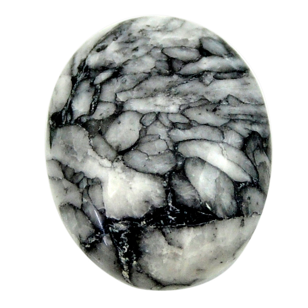 Natural 15.15cts pinolith white cabochon 21x16 mm oval loose gemstone s16946