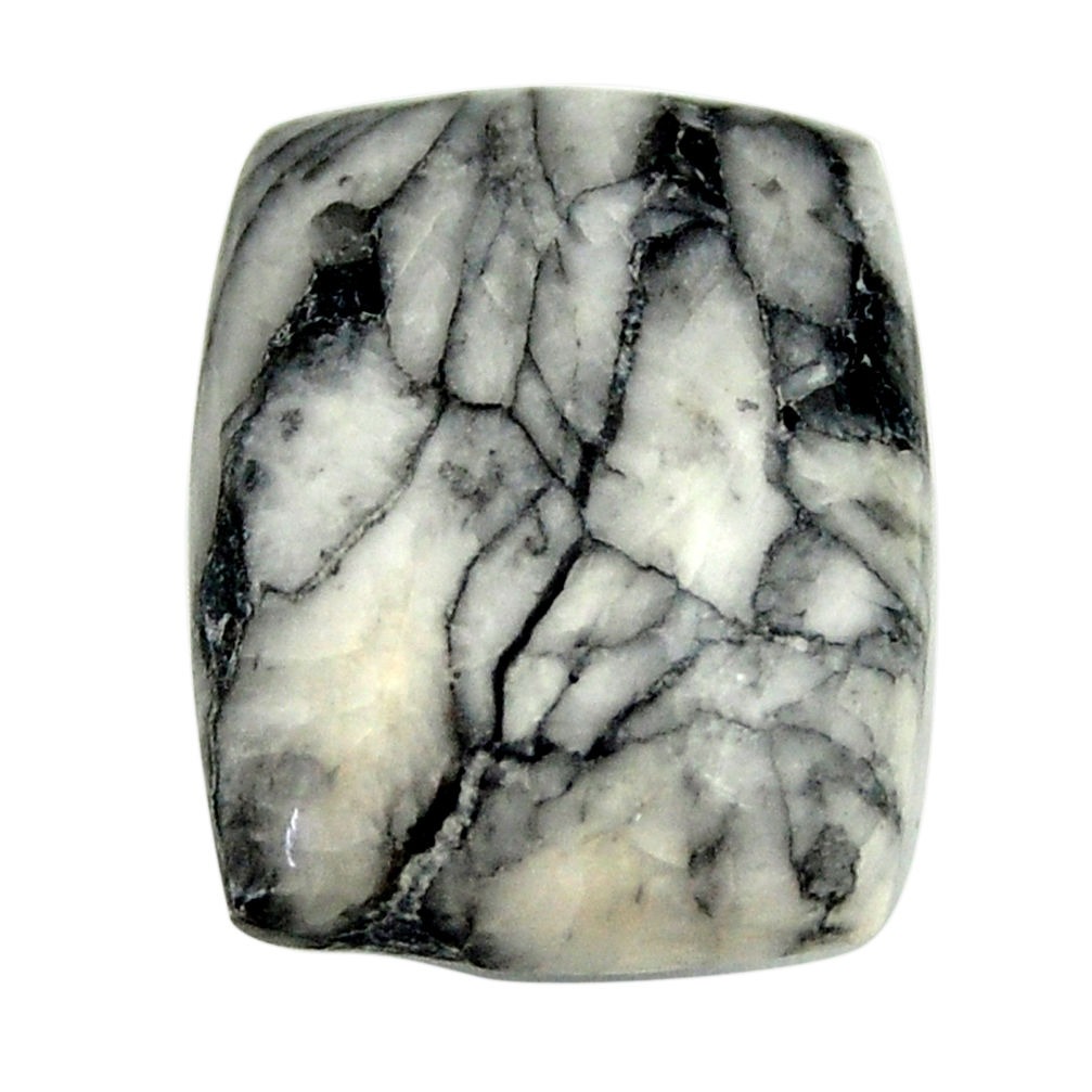 Natural 15.10cts pinolith white cabochon 22x15 mm octagan loose gemstone s16956