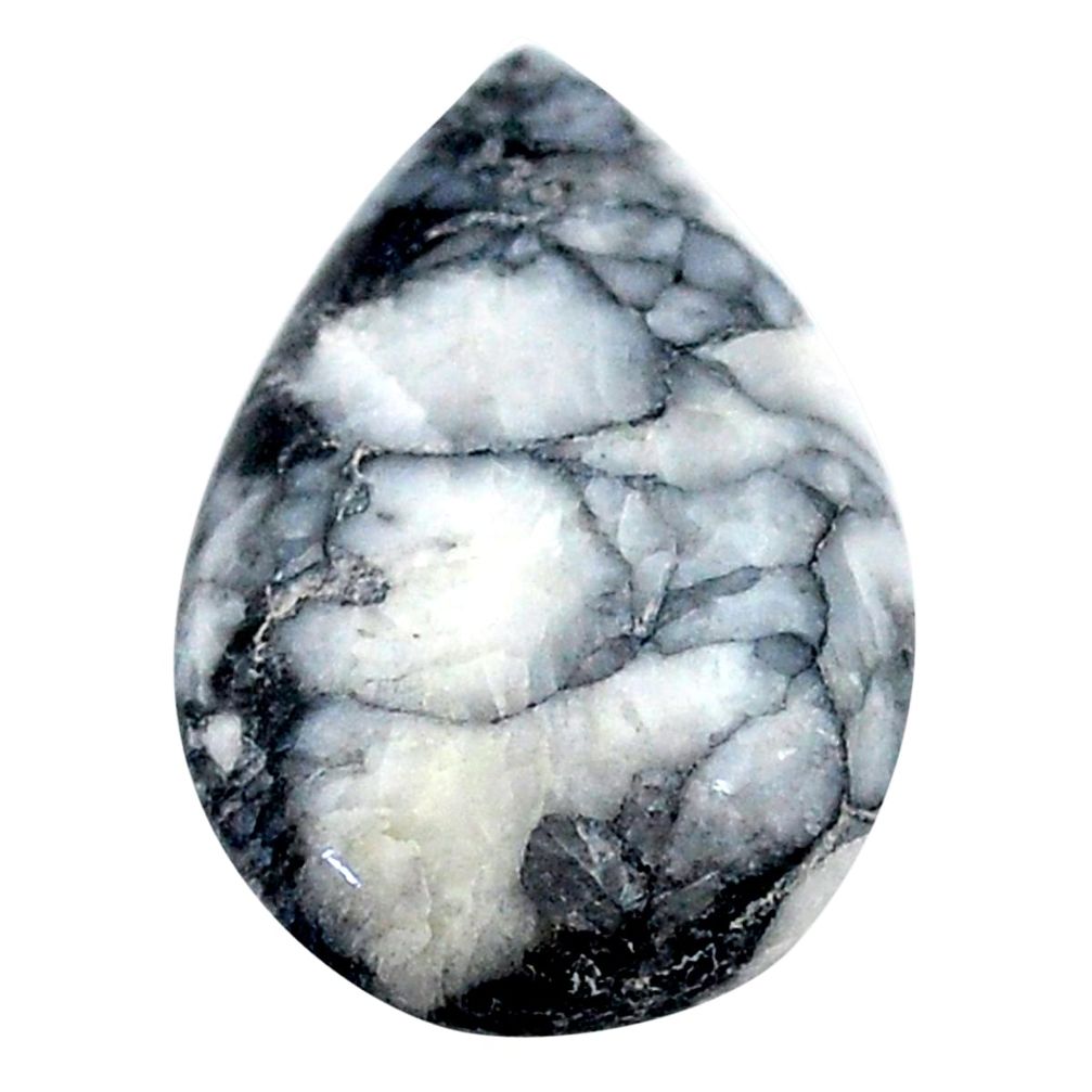 Natural 17.35cts pinolith white cabochon 22x15 mm pear loose gemstone s23048