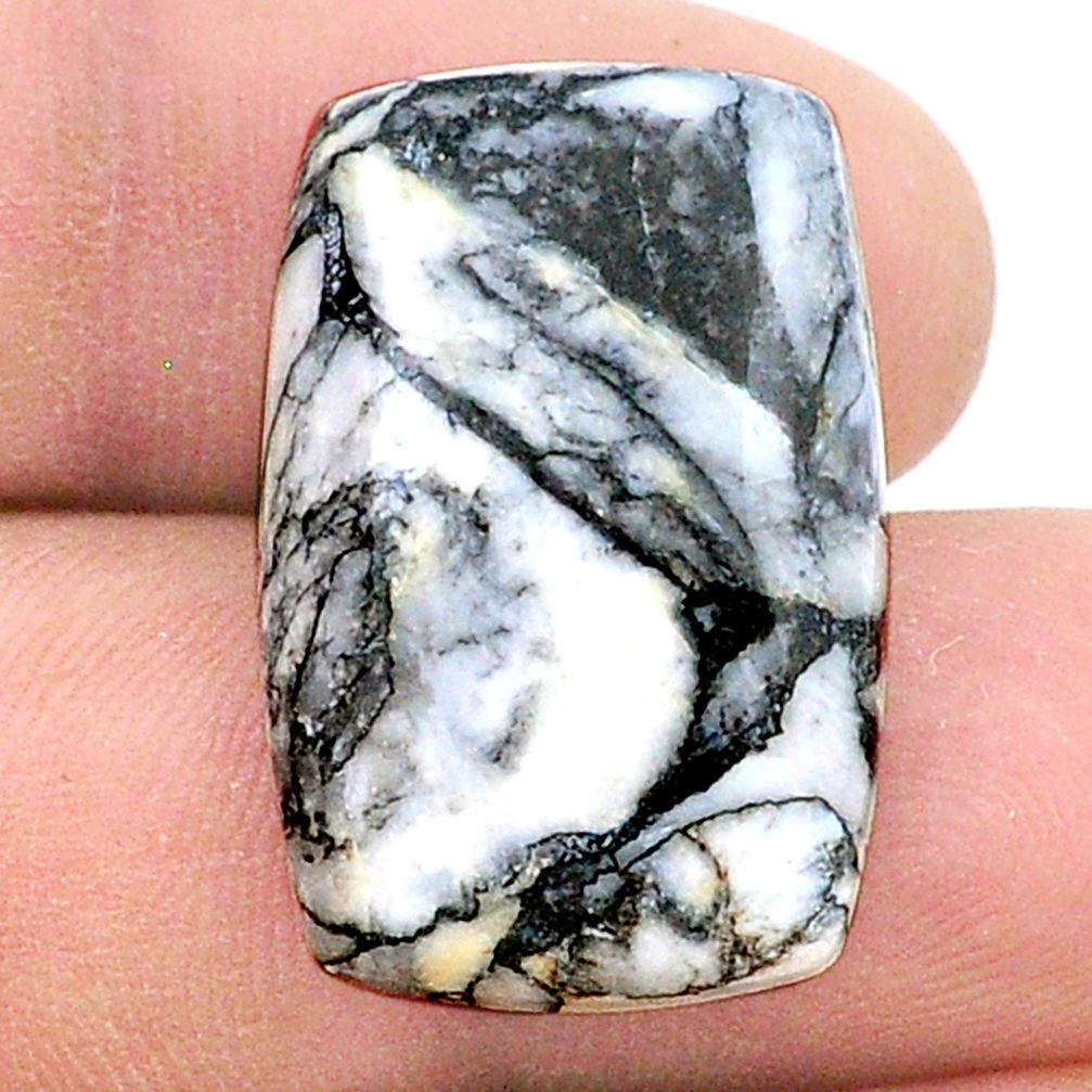 Natural 25.15cts pinolith white cabochon 26x16.5mm octagan loose gemstone s26537