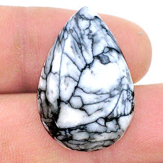 Natural 20.05cts pinolith white cabochon 27.5x18 mm pear loose gemstone s26522