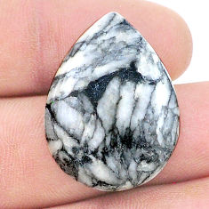 Natural 22.65cts pinolith white cabochon 28.5x21 mm pear loose gemstone s26534