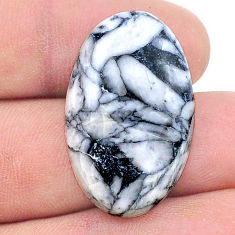 Natural 27.85cts pinolith white cabochon 30x19 mm oval loose gemstone s26527