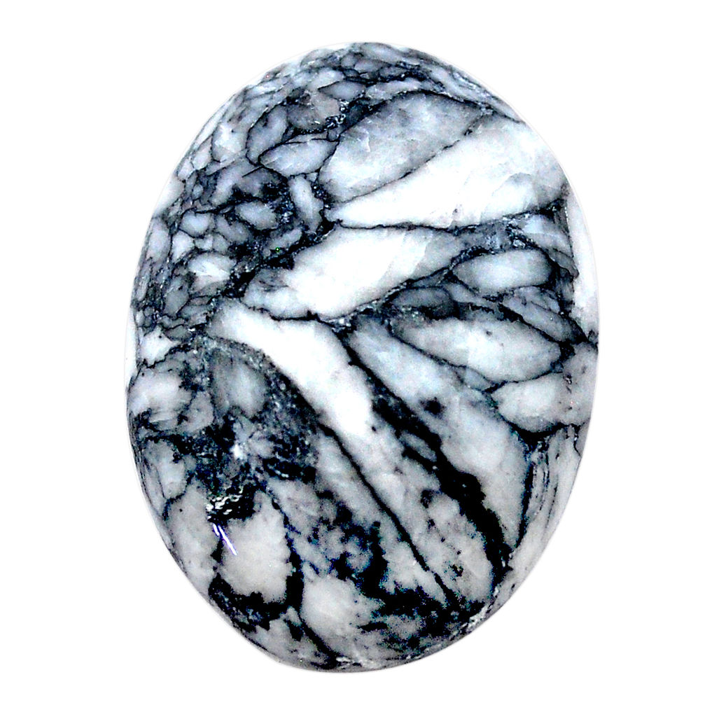 Natural 41.30cts pinolith white cabochon 30x21 mm oval loose gemstone s23592