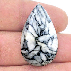 Natural 30.15cts pinolith white cabochon 32x19 mm pear loose gemstone s26526