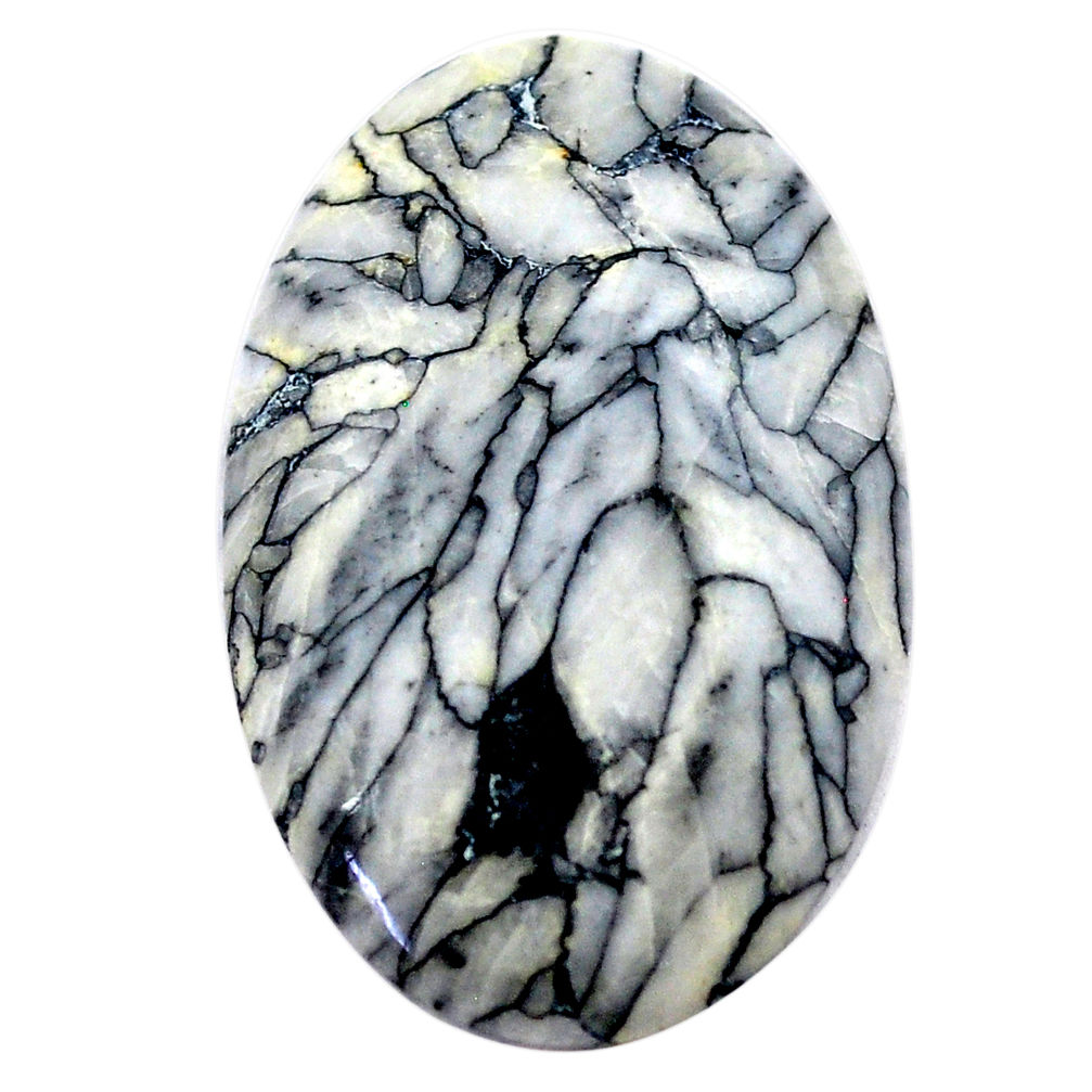 Natural 32.40cts pinolith white cabochon 33x21 mm oval loose gemstone s23598