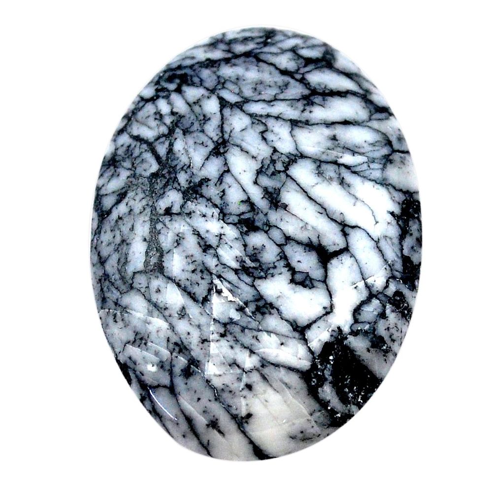 Natural 31.25cts pinolith white cabochon 33x23 mm oval loose gemstone s23587