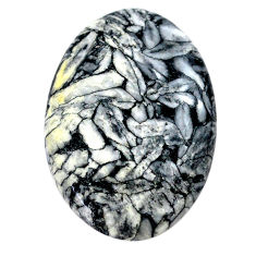 Natural 41.20cts pinolith white cabochon 34x23.5 mm oval loose gemstone s23583