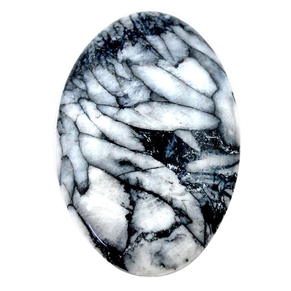 Natural 33.10cts pinolith white cabochon 35x22.5 mm oval loose gemstone s23584