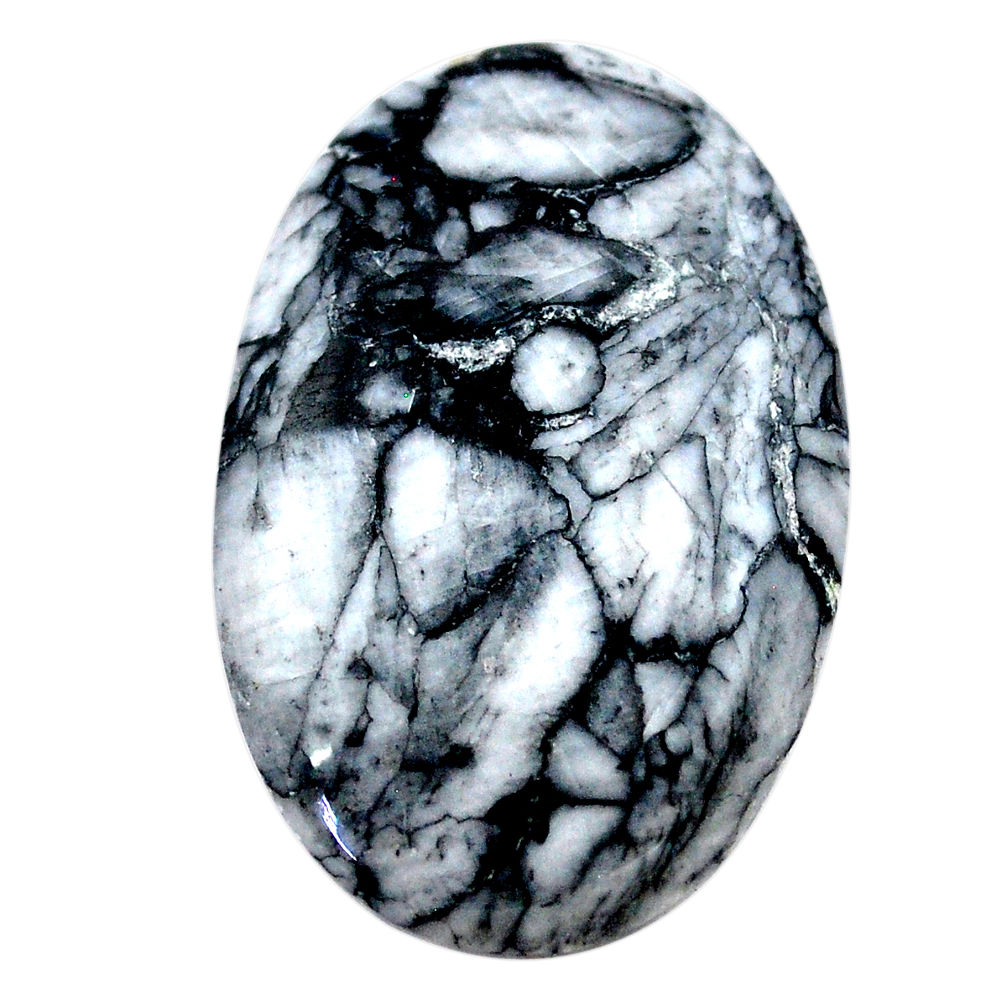 Natural 37.25cts pinolith white cabochon 35x23 mm oval loose gemstone s23586