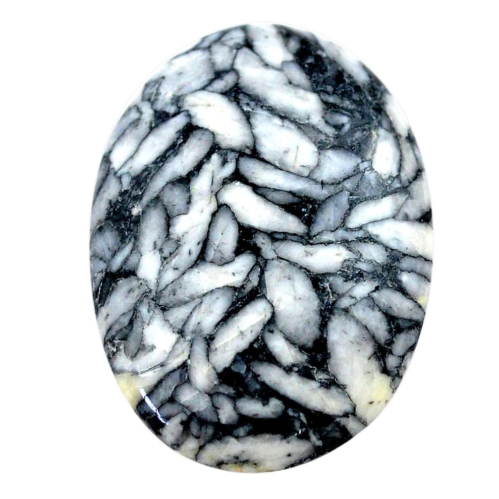Natural 41.35cts pinolith white cabochon 36x25 mm oval loose gemstone s23597